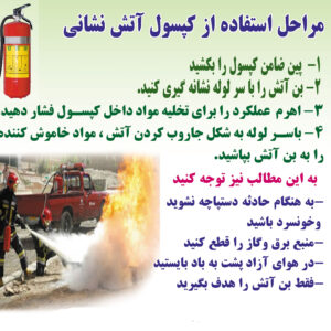 طرح بنر و قاپ فلزی مراحل استفاده از کپسول آتش نشانی