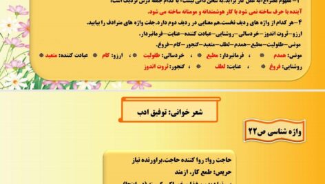 پاورپوینت فصل دوم فارسی هفتم کتاب تکمیلی